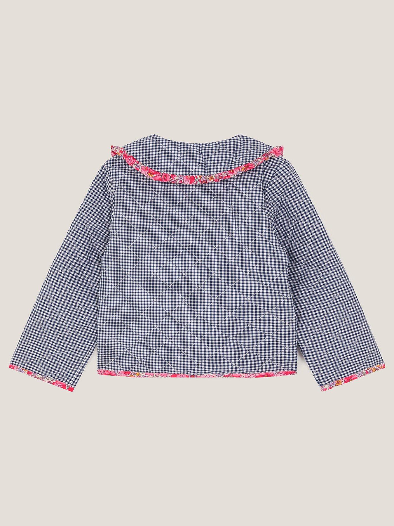 Image 3 of 4 of Monsoon Girls Treasure Trove Gingham Jacket - Navy
