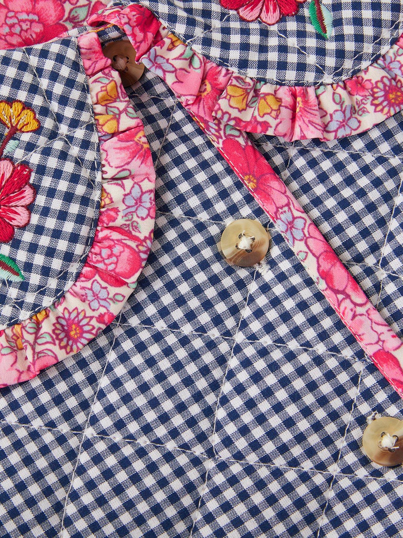 Image 4 of 4 of Monsoon Girls Treasure Trove Gingham Jacket - Navy