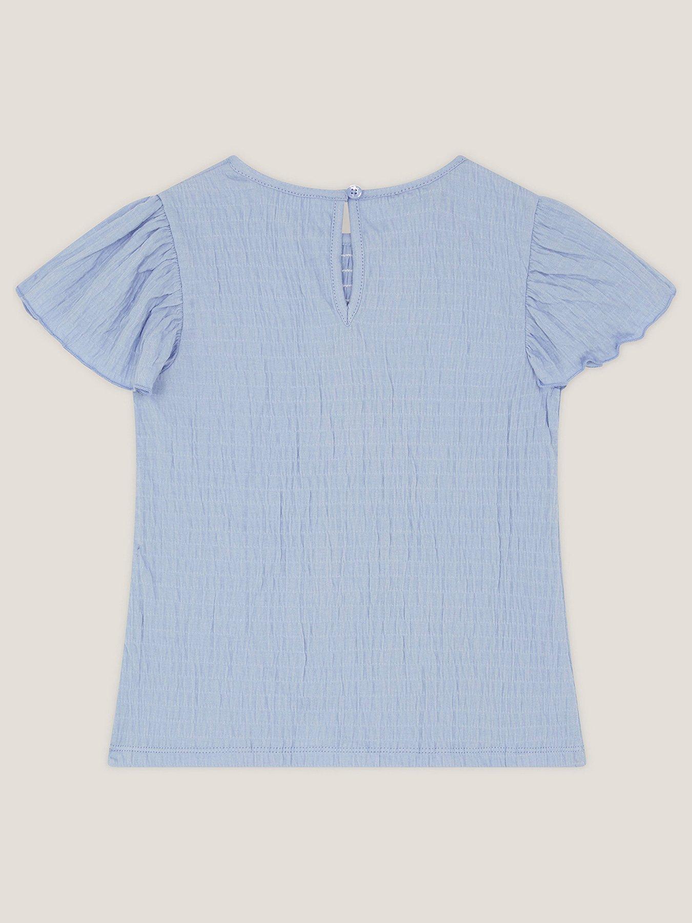 Image 3 of 4 of Monsoon Girls Jersey Embroidered Tshirt - Blue