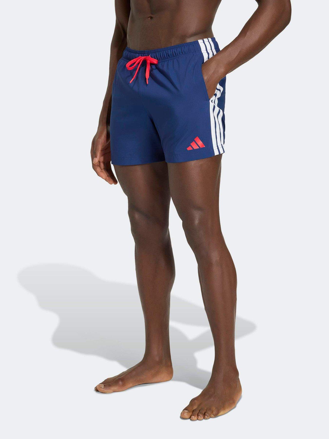 adidas Mens Swim 3 Stripe 5 Inch Swim Short - Navy