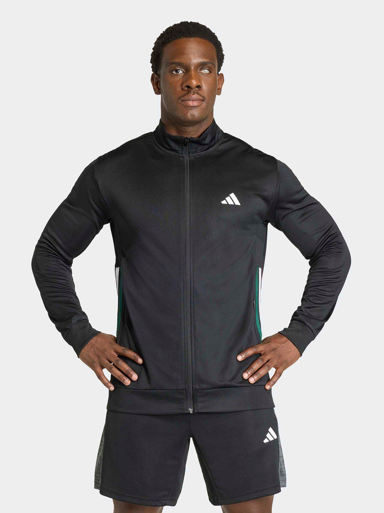 adidas Mens Training 3 Stripe Tracktop - Black