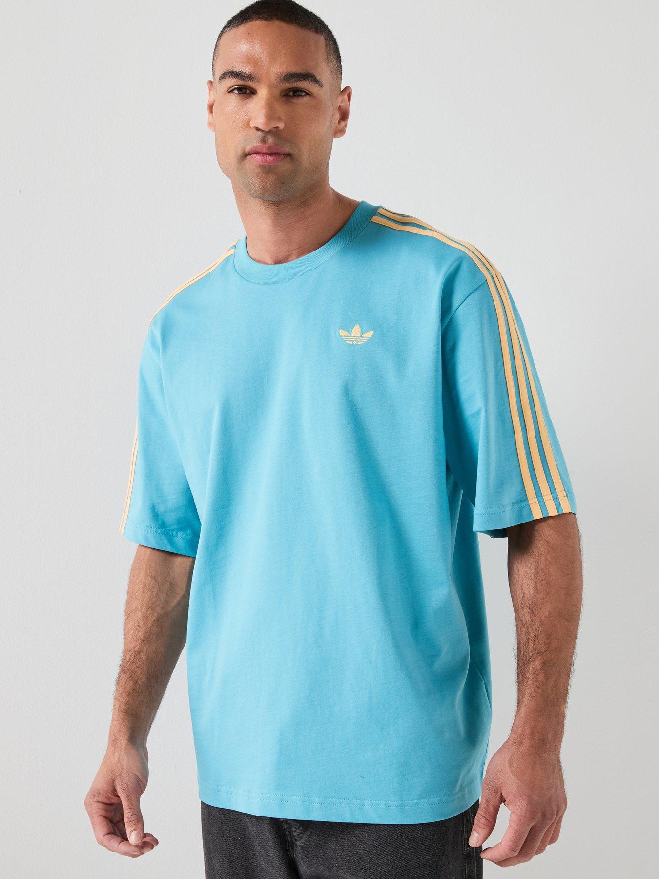 adidas Originals Mens 3 Stripe T-Shirt  Blue