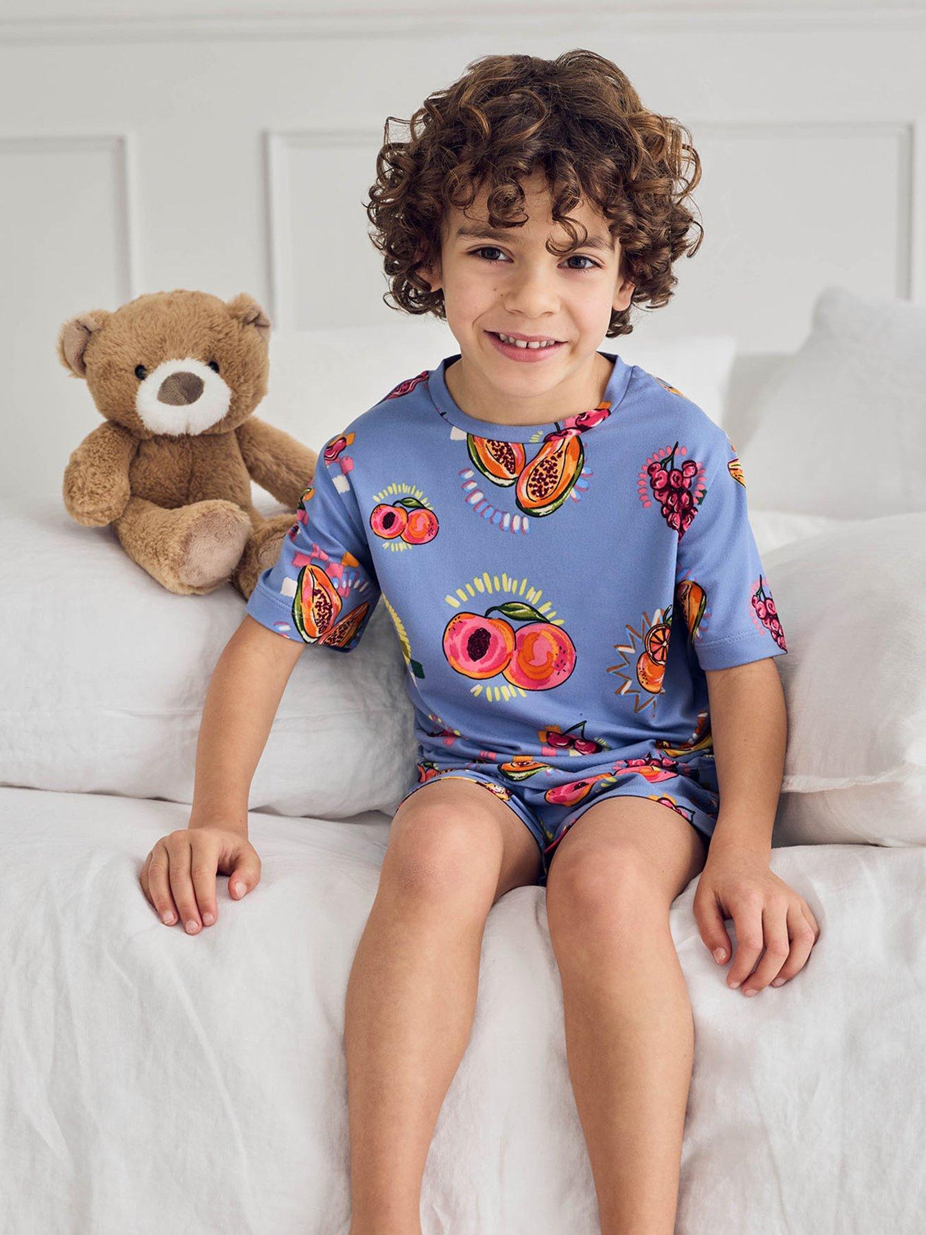 Image 4 of 7 of CHELSEA PEERS Kids Fruit Print Shorty Pyjamas - Blue