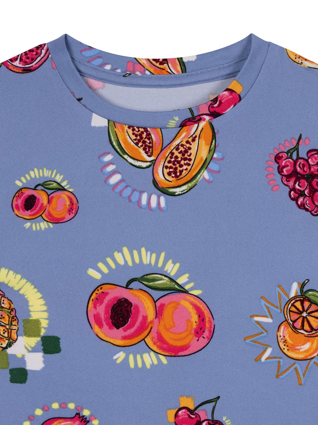 Image 7 of 7 of CHELSEA PEERS Kids Fruit Print Shorty Pyjamas - Blue