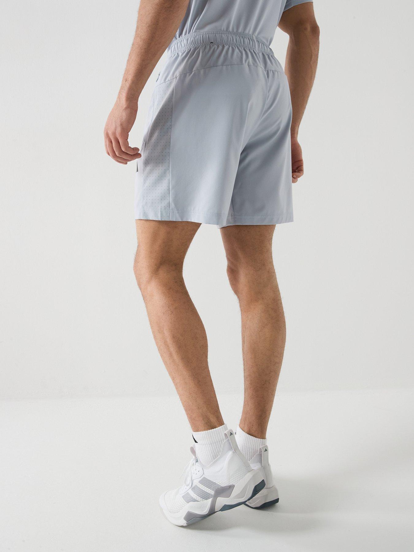 stillFront image of adidas-mens-training-workout-essentials-woven-shorts-grey