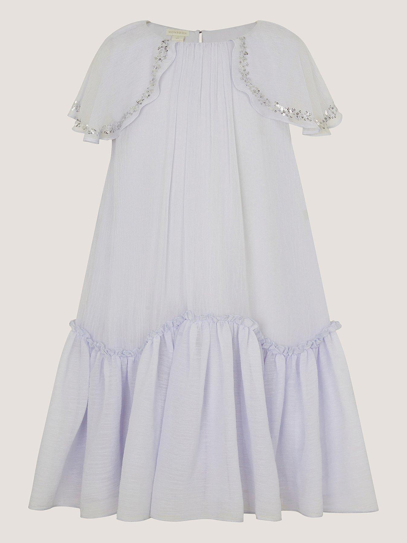 Image 2 of 5 of Monsoon Girls Elena Sparkle Swing Dress - Pale Blue