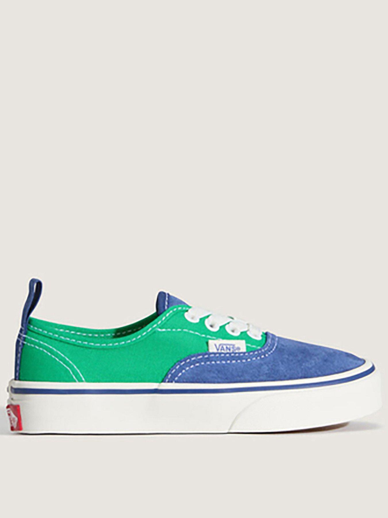 Vans Kids Unisex Authentic Elastic Lace Trainer - Green/Blue