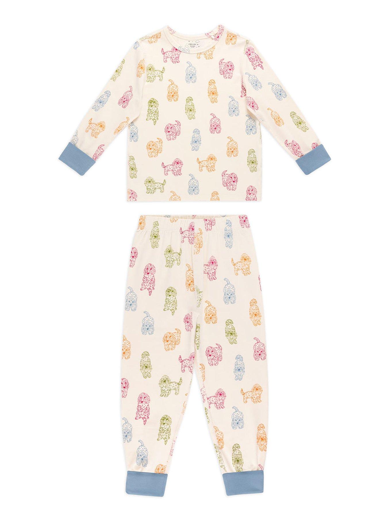 Image 1 of 3 of CHELSEA PEERS Kids Cockapoo Print Pyjamas - White