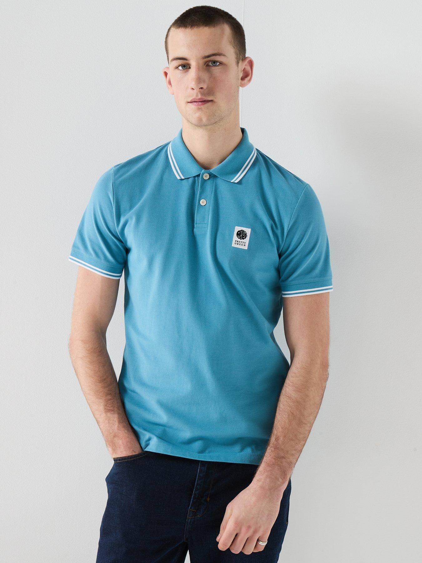 Pretty Green Rayner Short Sleeve Tipped Polo Shirt - Blue