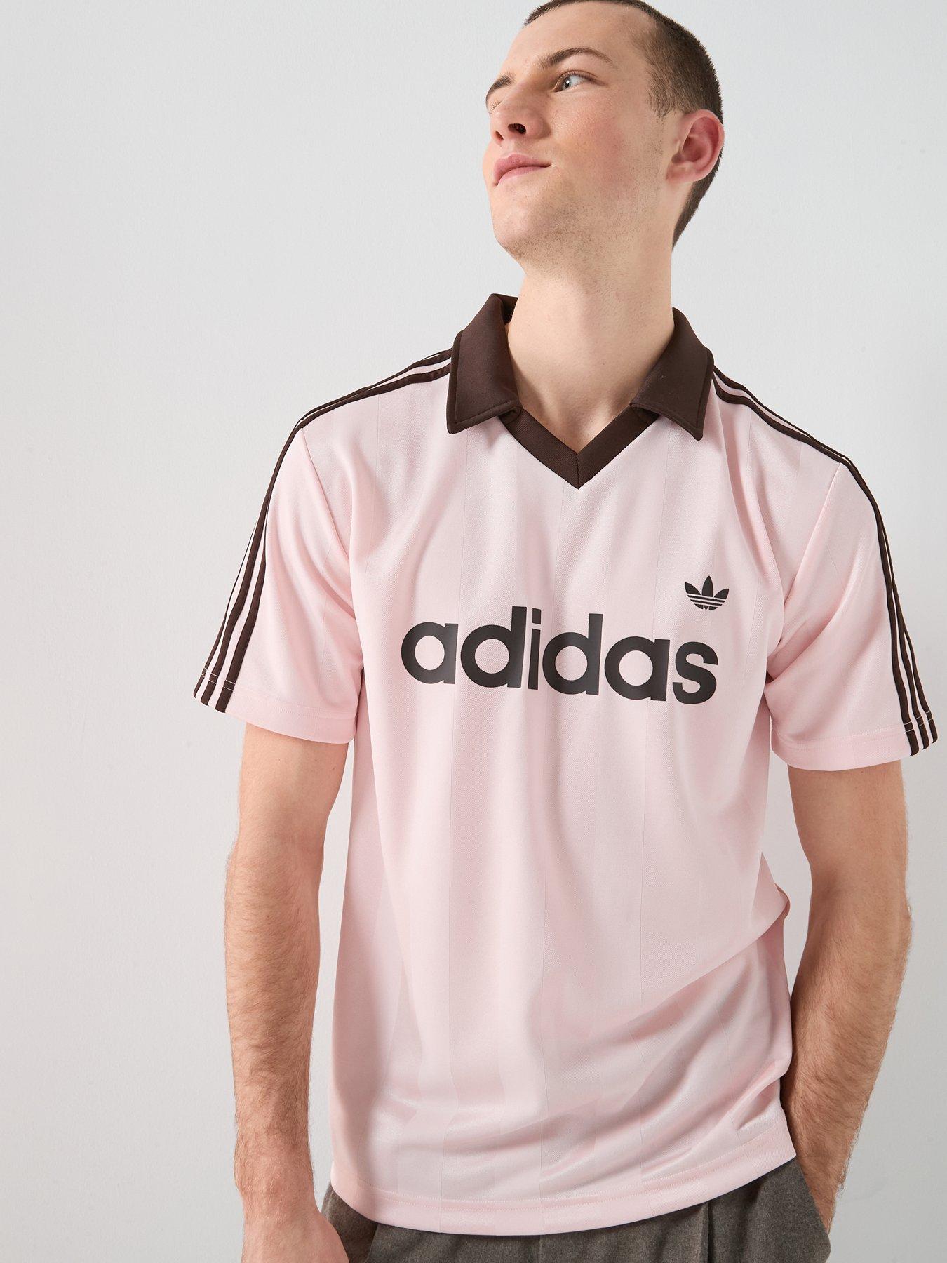 Image 1 of 6 of adidas Originals Men's Archive Collar Engineered Jersey T-Shirt - Pink