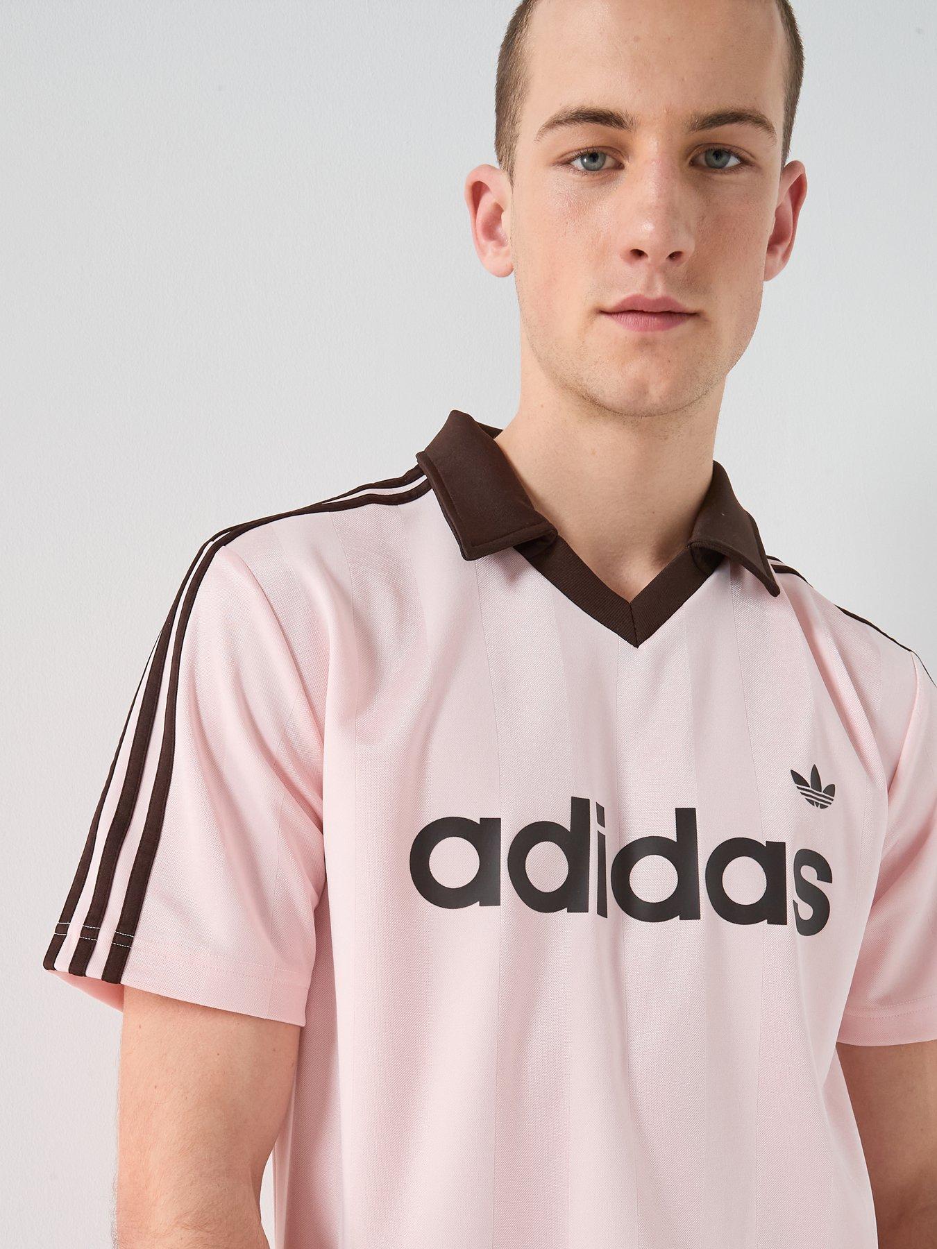 Image 4 of 6 of adidas Originals Men's Archive Collar Engineered Jersey T-Shirt - Pink