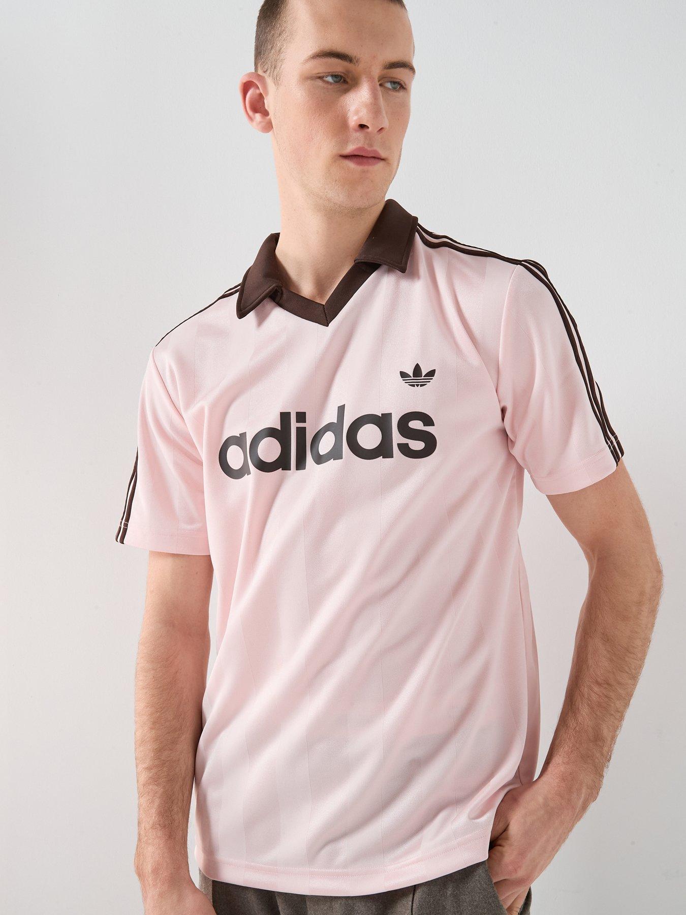 Image 6 of 6 of adidas Originals Men's Archive Collar Engineered Jersey T-Shirt - Pink