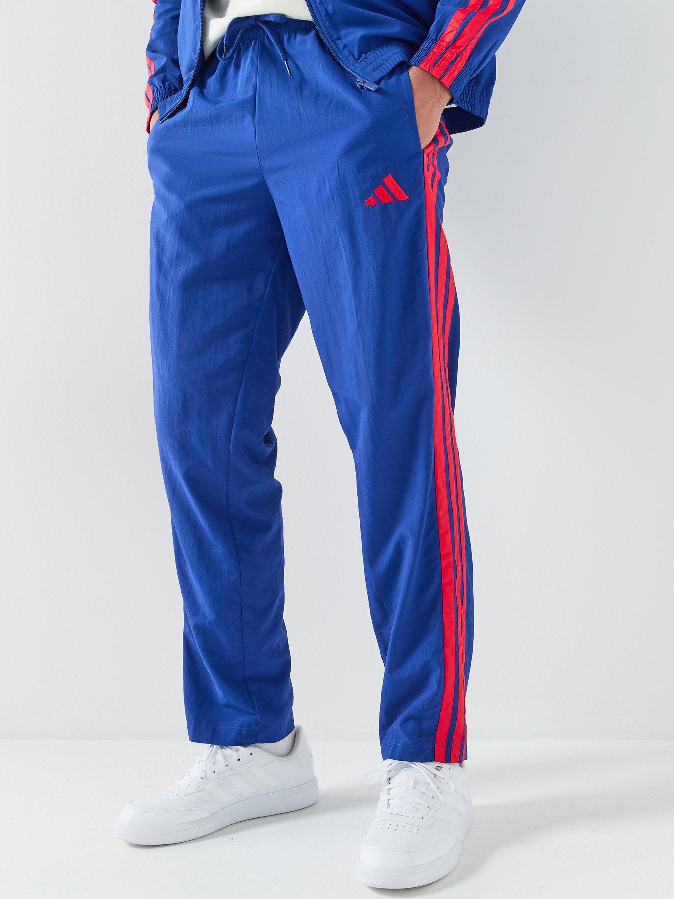 adidas Sportswear Men's Essentials 3 Striipes Woven Open Hem Trackpants - Blue