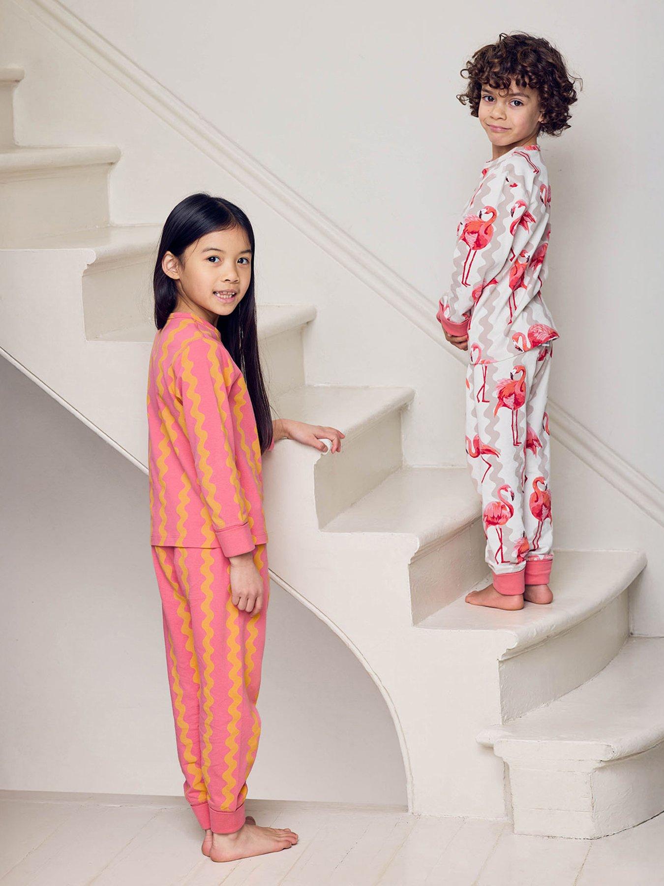 CHELSEA PEERS Kids 2 Pack Flamingo Stripe Pyjamas - Pink