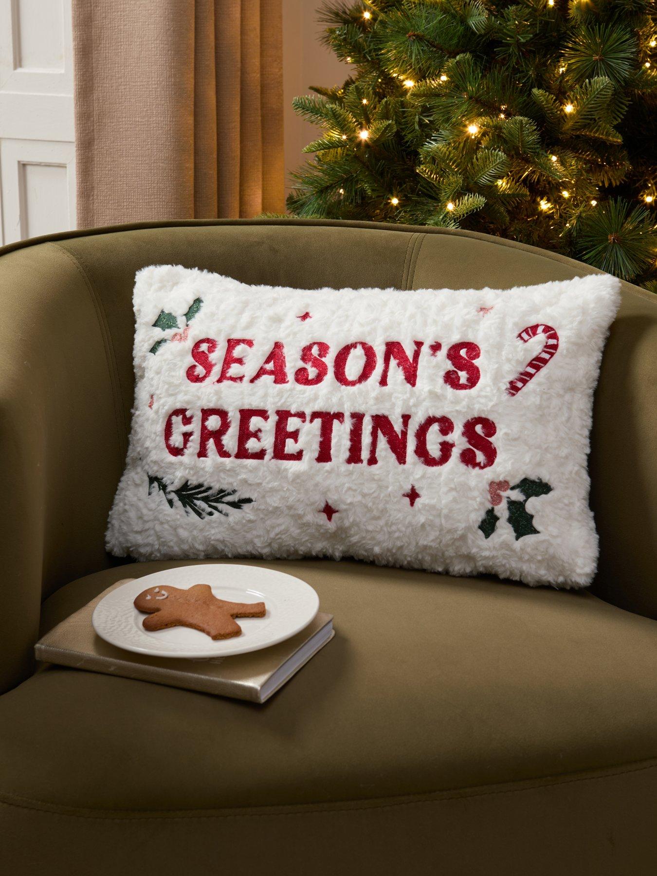 Image 1 of 7 of The Very Collection Christmas Embroidered Faux Fur Cushion