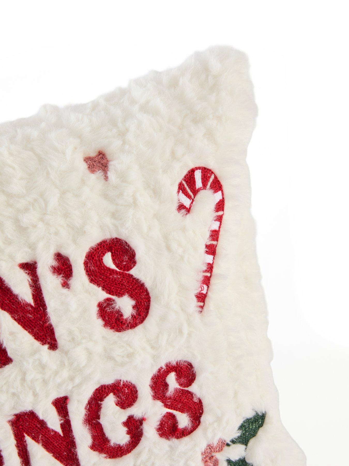 Image 4 of 7 of The Very Collection Christmas Embroidered Faux Fur Cushion