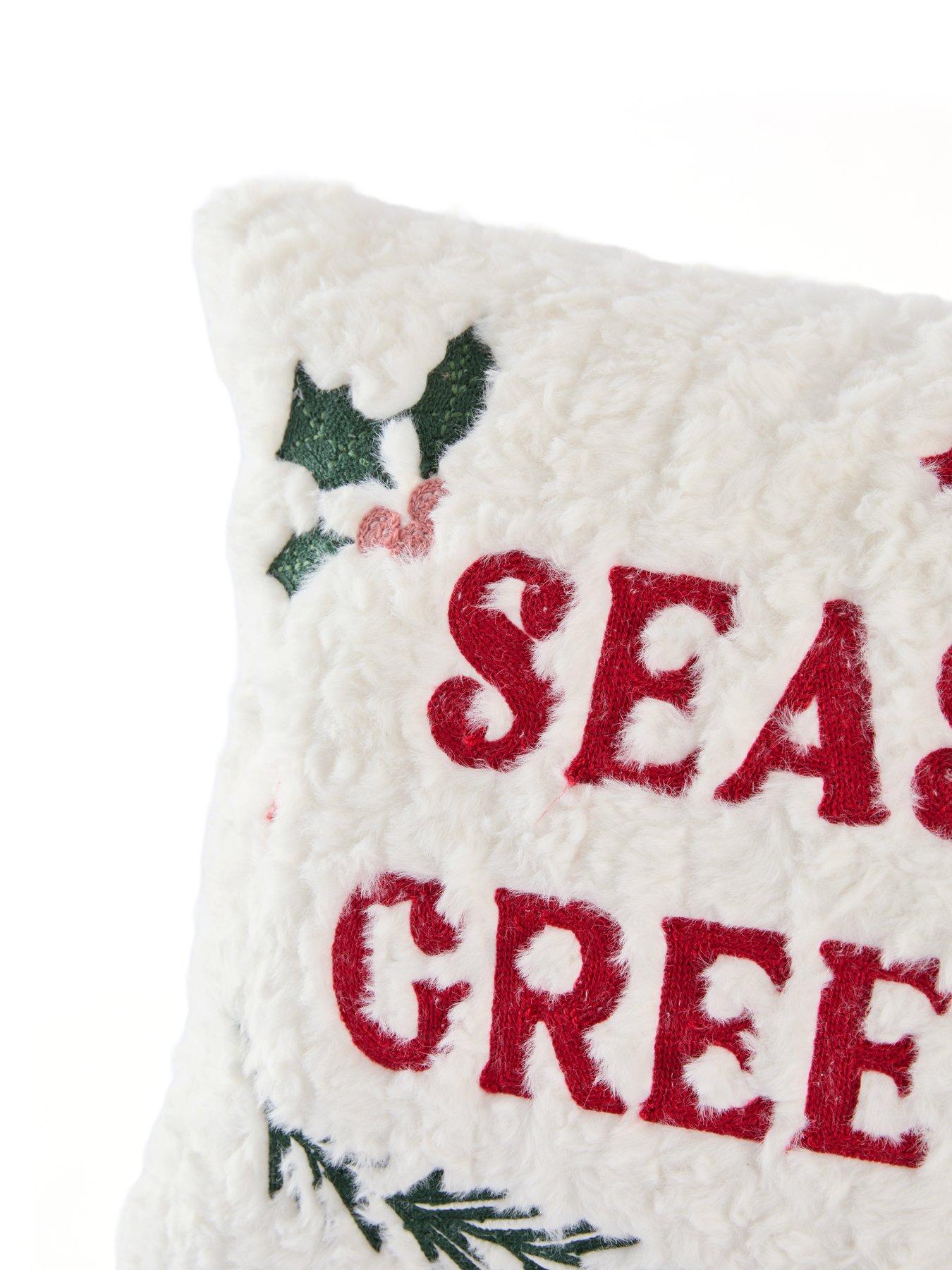 Image 5 of 7 of The Very Collection Christmas Embroidered Faux Fur Cushion