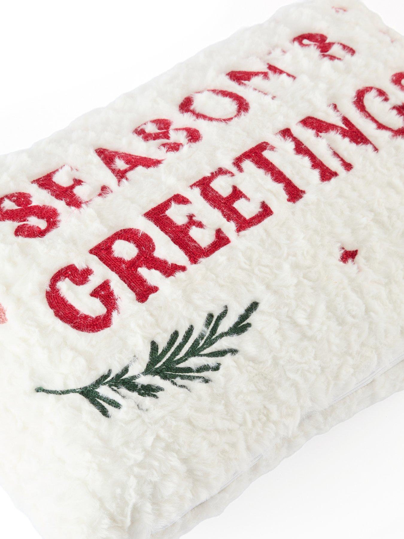 Image 7 of 7 of The Very Collection Christmas Embroidered Faux Fur Cushion