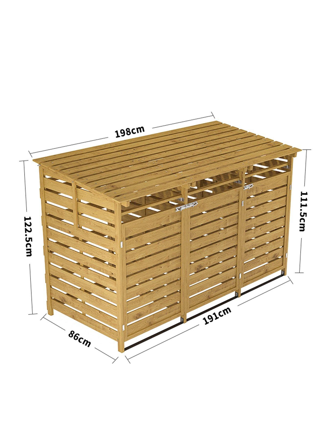 Image 7 of 7 of Living and Home 3 Doors Outdoor Spruce Wood Trash Can Storage Shed