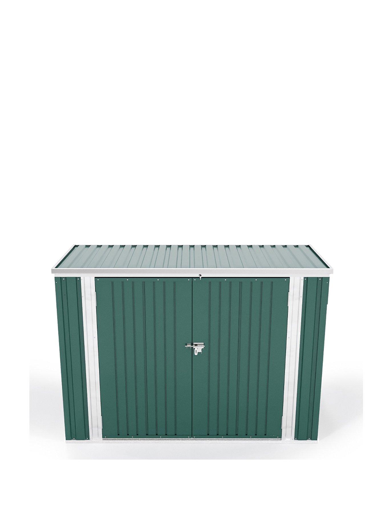 Image 2 of 7 of Living and Home 5 x 3 ft Garden Metal Shed Double Wheelie Bin Store Green