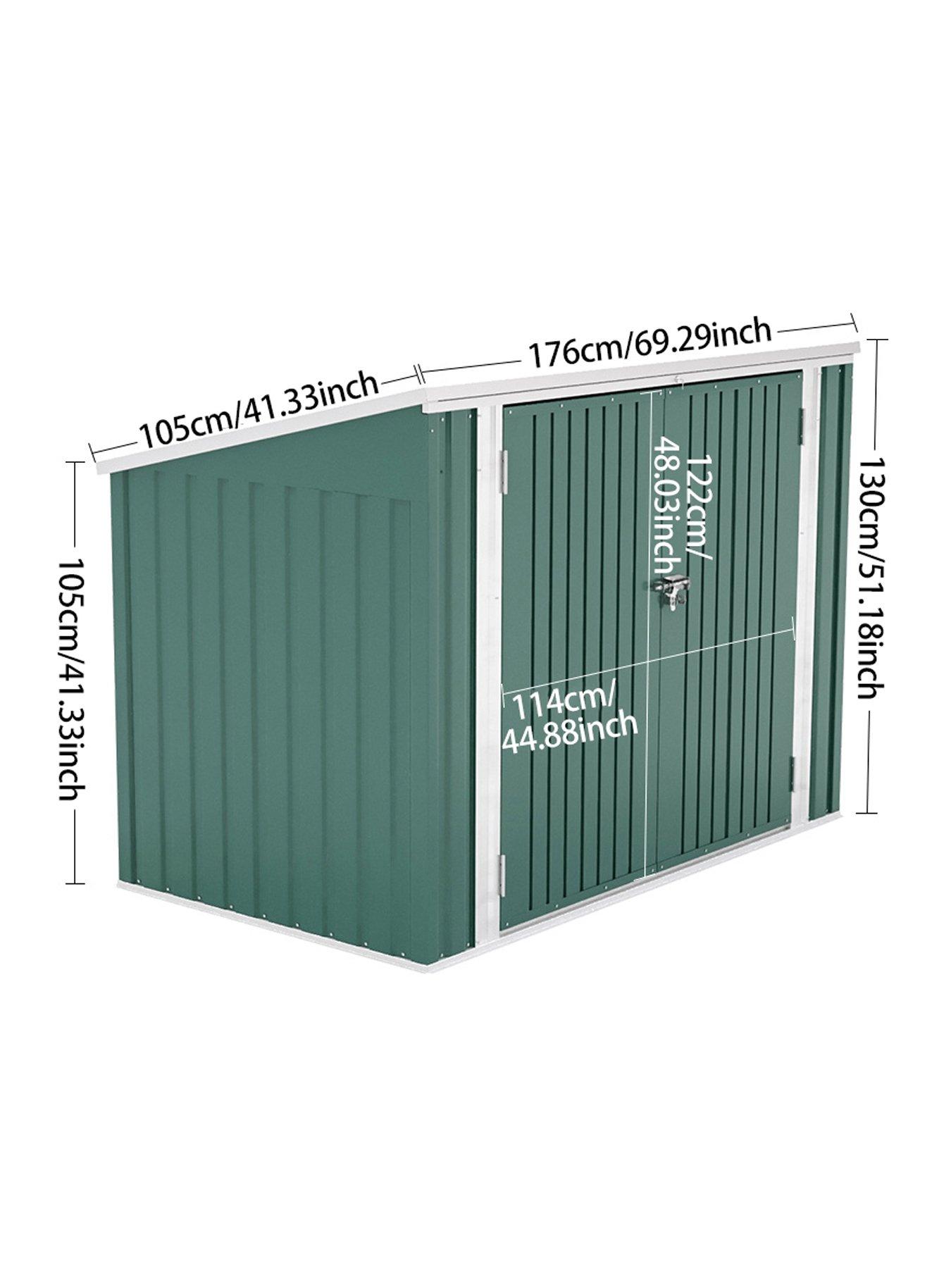 Image 6 of 7 of Living and Home 5 x 3 ft Garden Metal Shed Double Wheelie Bin Store Green