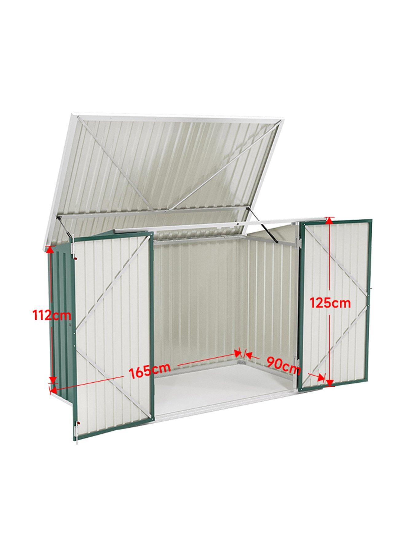 Image 7 of 7 of Living and Home 5 x 3 ft Garden Metal Shed Double Wheelie Bin Store Green