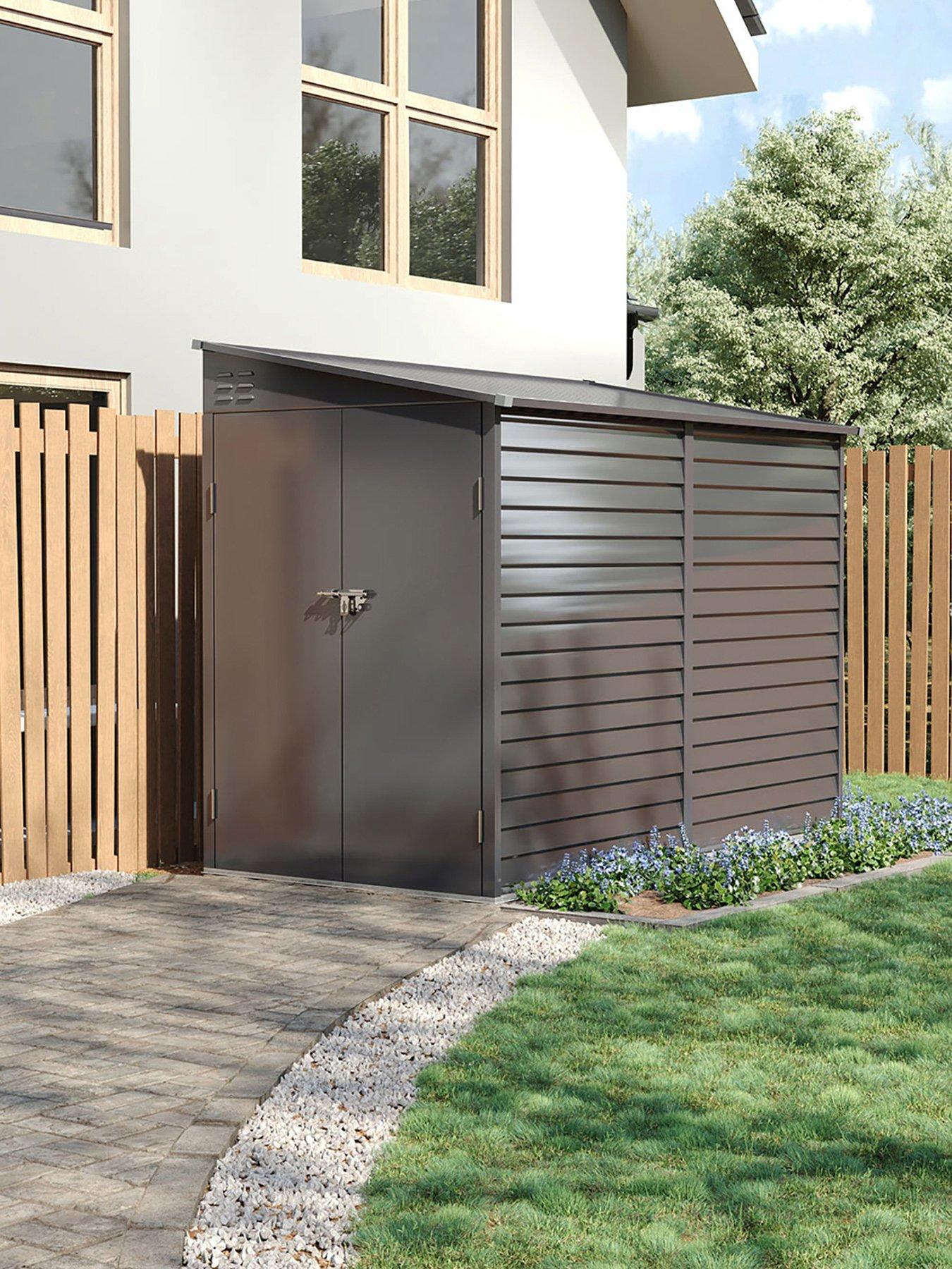 Living and Home 8.8 x 4.7 ft Sloping Roof Outdoor Garden Metal Storage Shed Grey