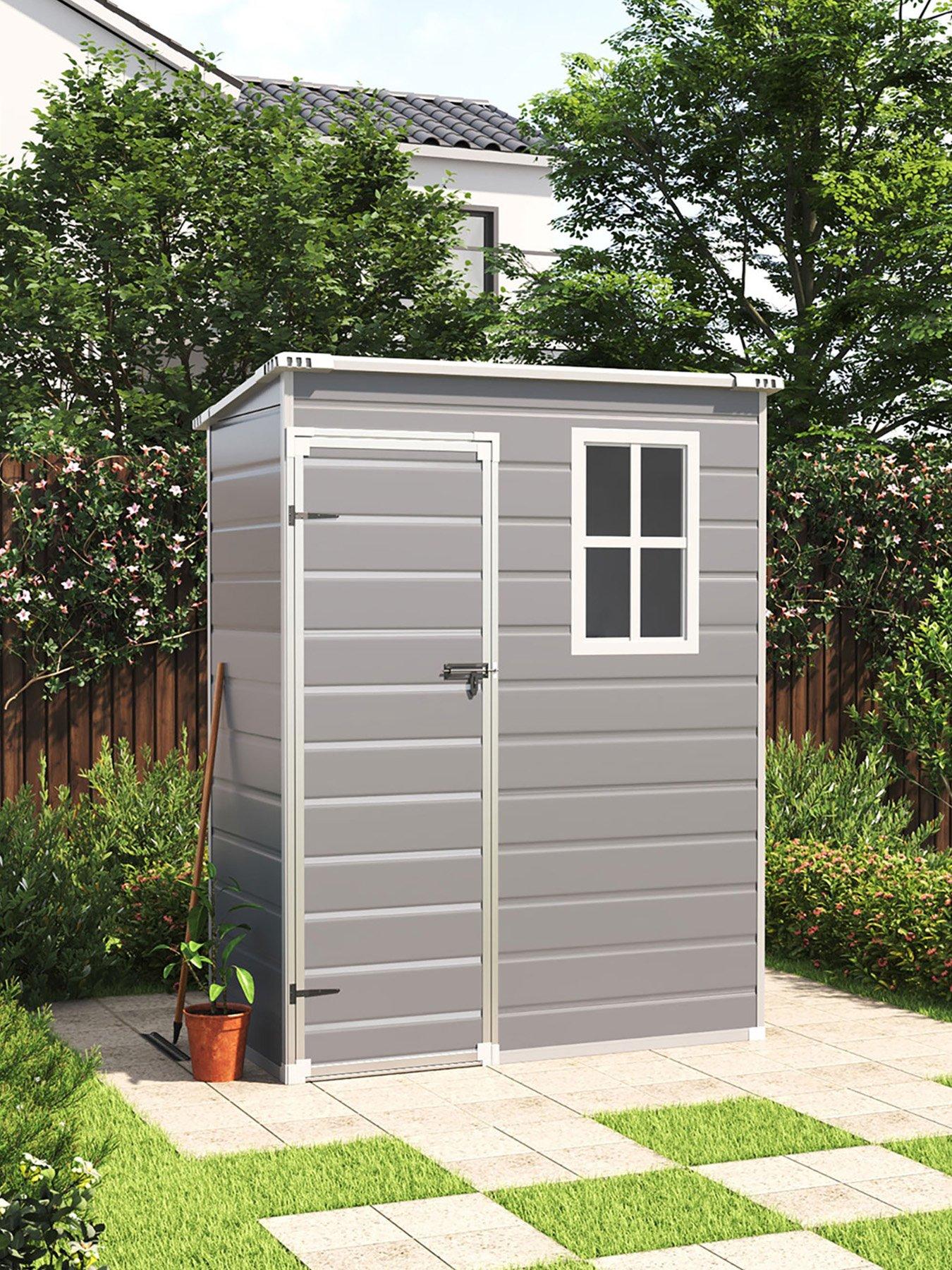 Living and Home 5X3 ft Garden Plastic Pent Storage Shed with  Black Roof