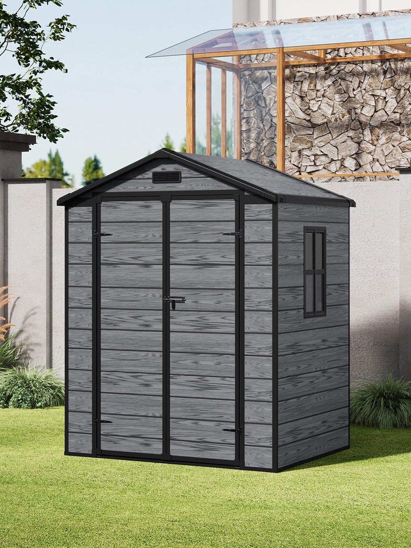 Living and Home 6 x 4.4ft Outdoor Plastic Shed Storage Shed with Apex Roof