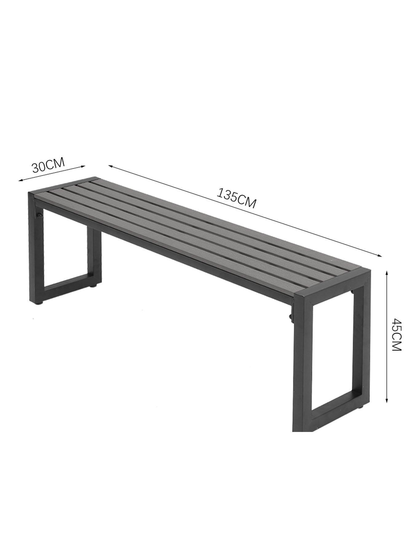 Living and Home Outdoor WPC Dining Table with Parasol Hole and Benches ...