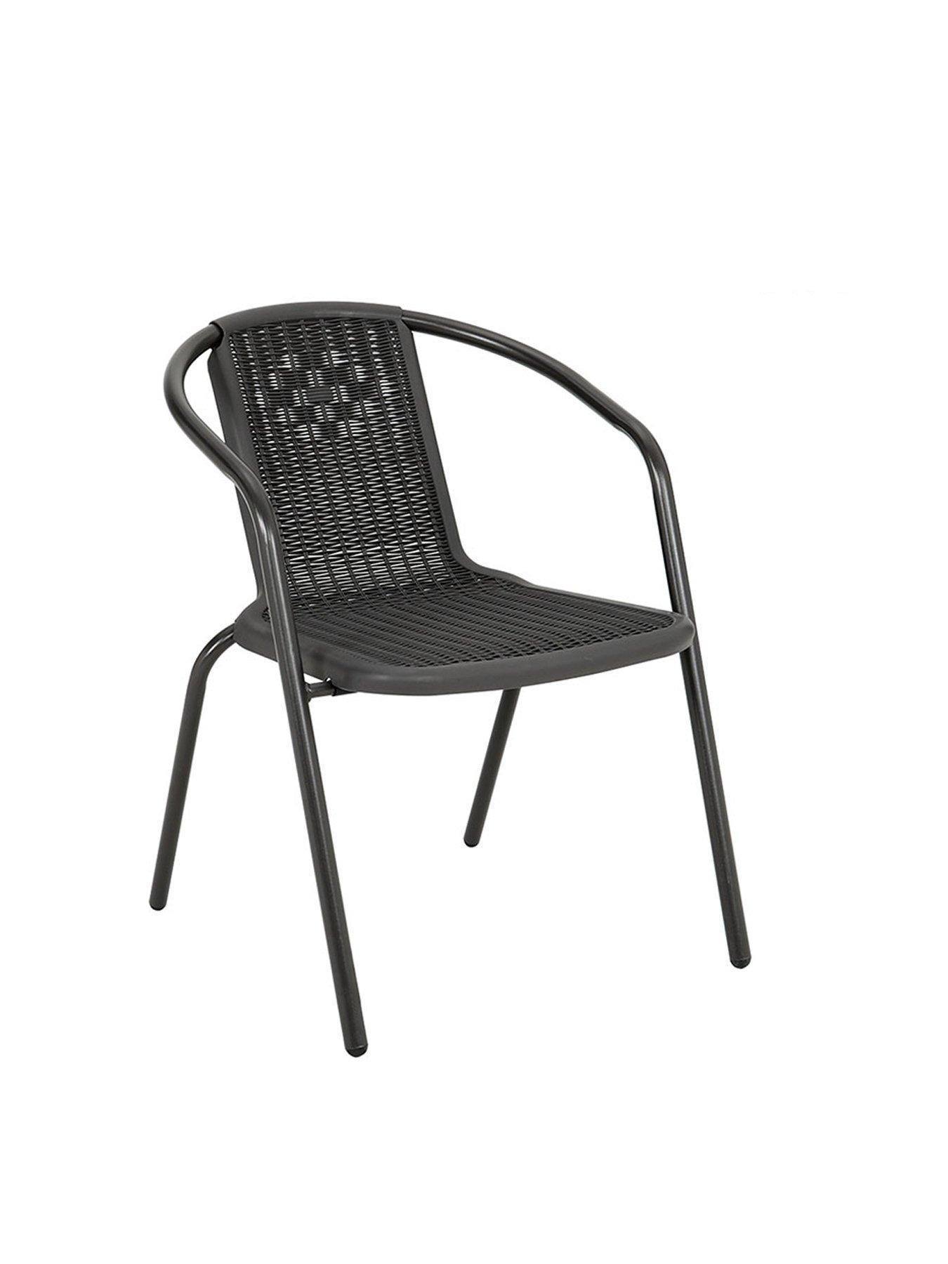 Image 3 of 7 of Living and Home Garden Marble Pattern Table with 4 Rattan Stackable Chairs