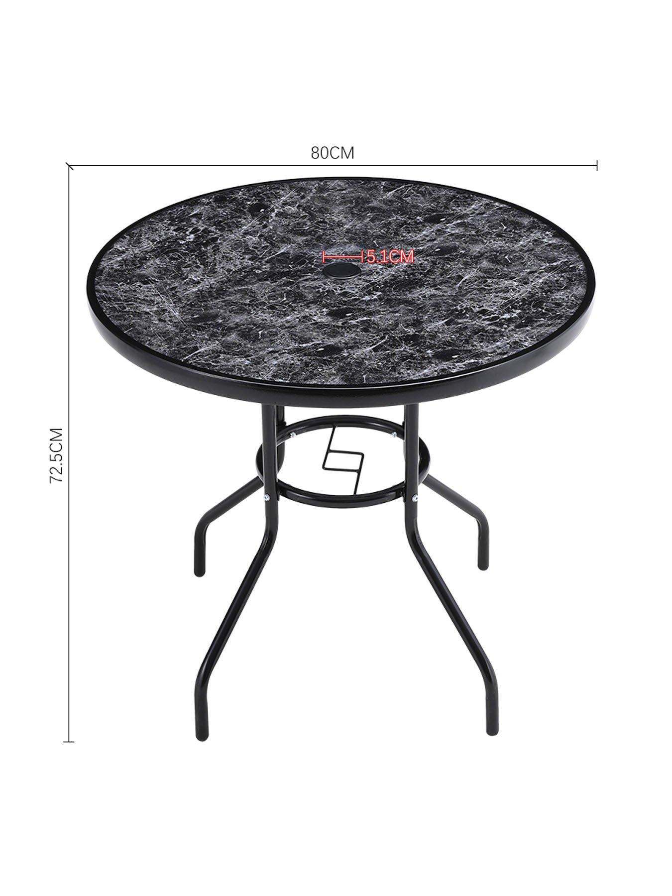 Image 6 of 7 of Living and Home Garden Marble Pattern Table with 4 Rattan Stackable Chairs