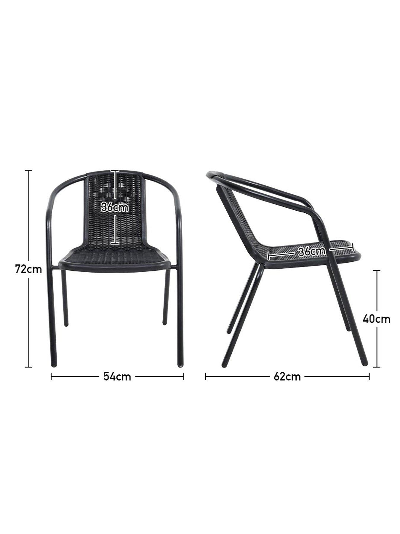 Image 7 of 7 of Living and Home Garden Marble Pattern Table with 4 Rattan Stackable Chairs