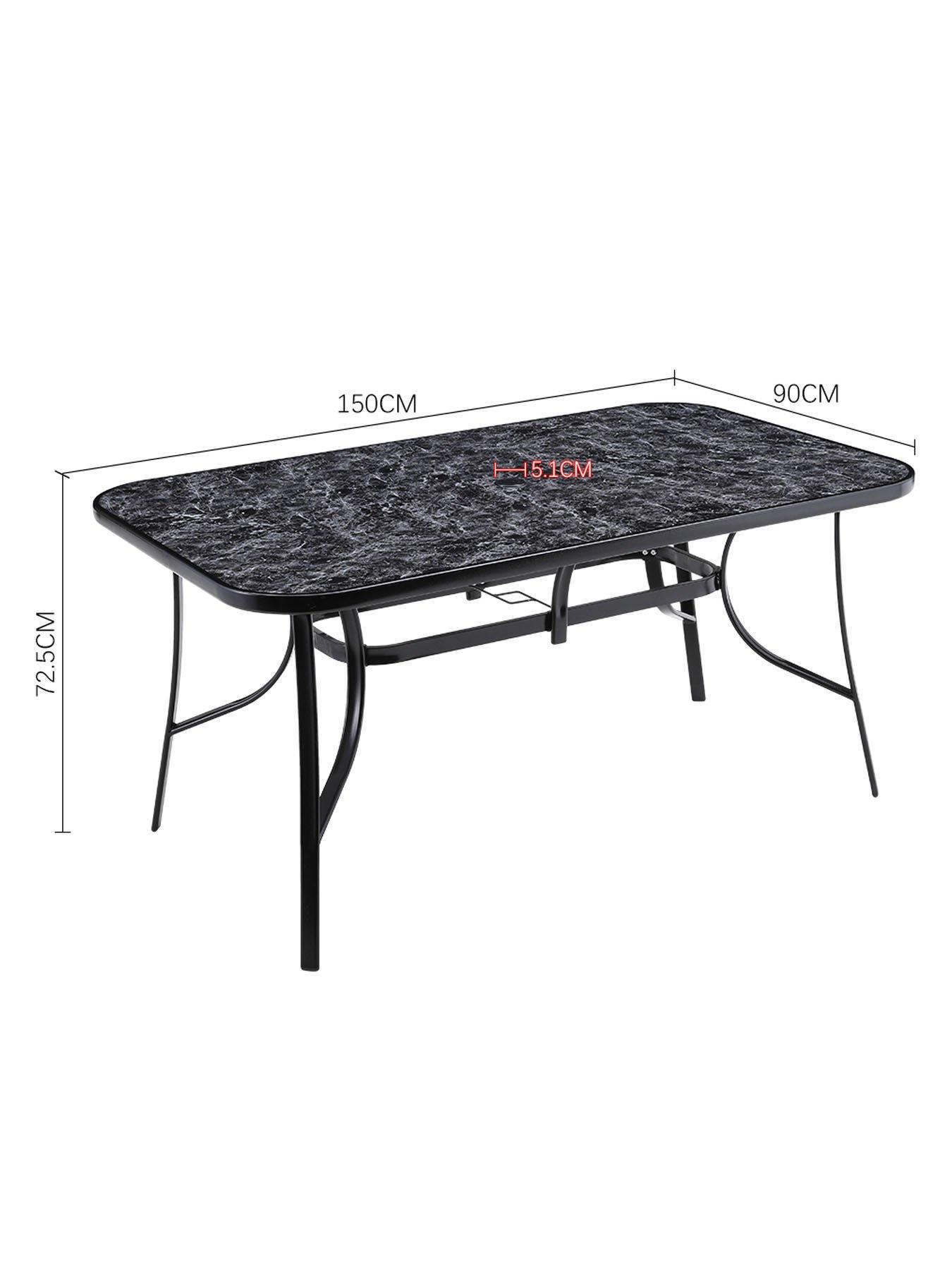  image of living-and-home-garden-marble-pattern-table-with-6-rattan-stackable-chairs
