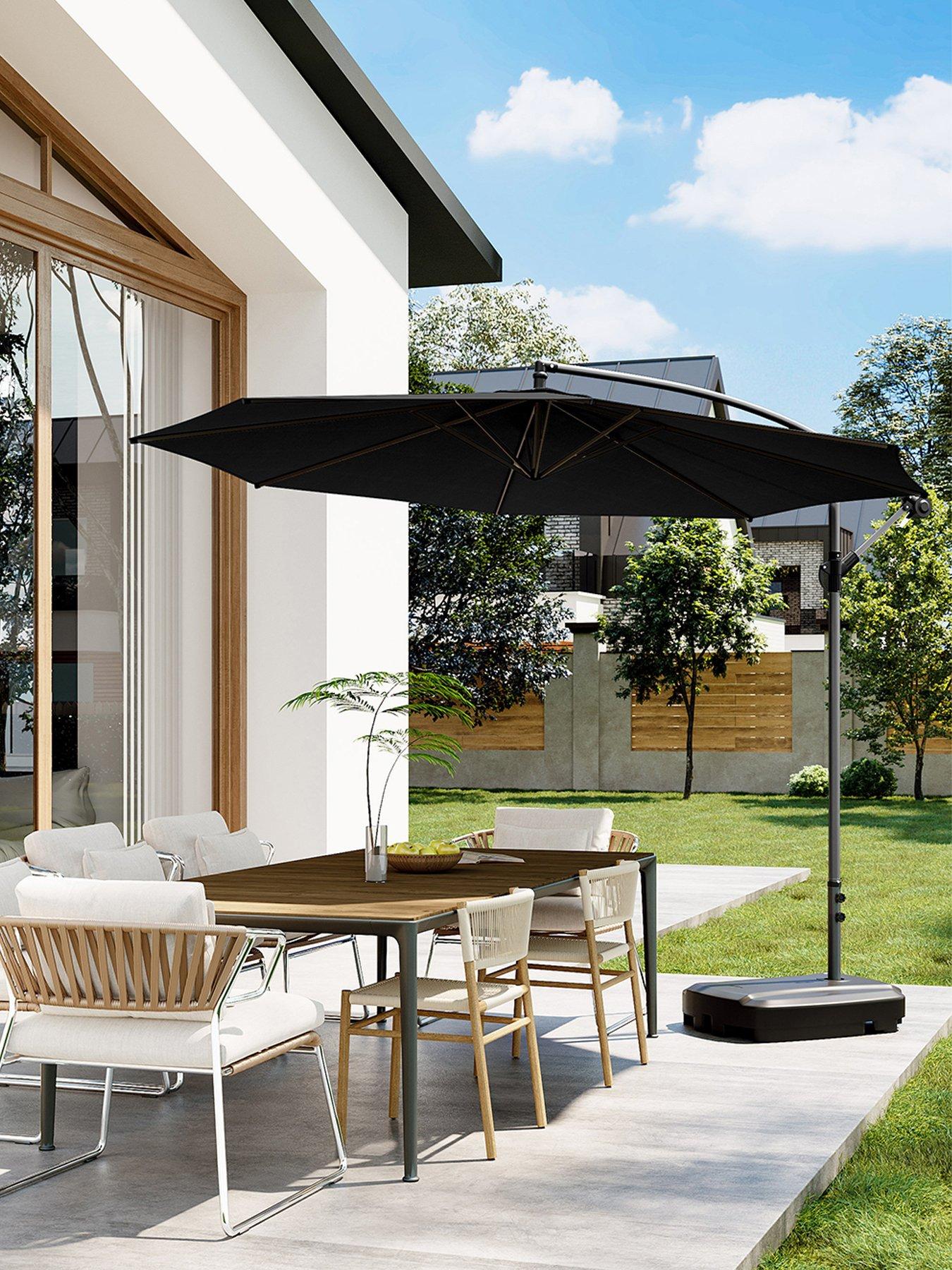 Living and Home 3M Banana Cantilever Parasol with Fillable Base on Wheels Black