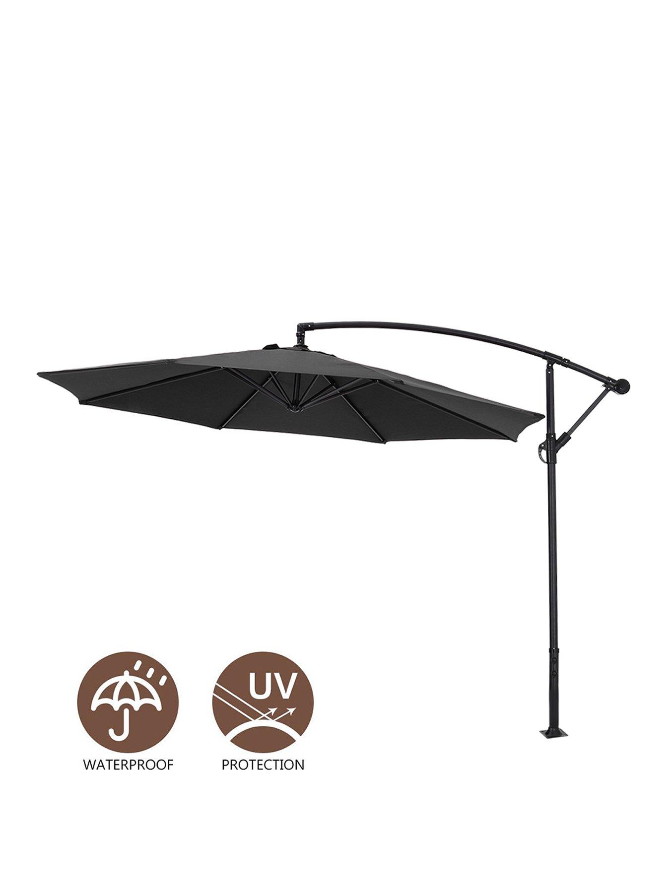 Image 2 of 7 of Living and Home 3M Banana Cantilever Parasol with Fillable Base on Wheels Black