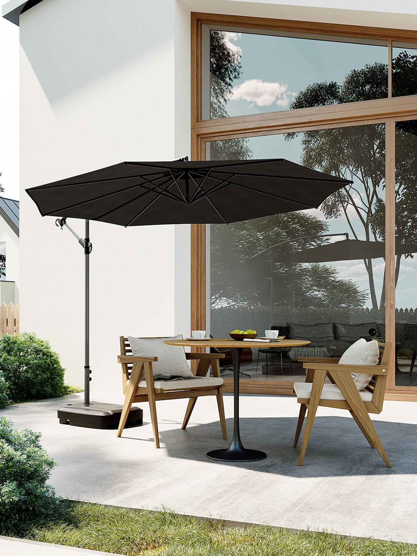 Image 4 of 7 of Living and Home 3M Banana Cantilever Parasol with Fillable Base on Wheels Black