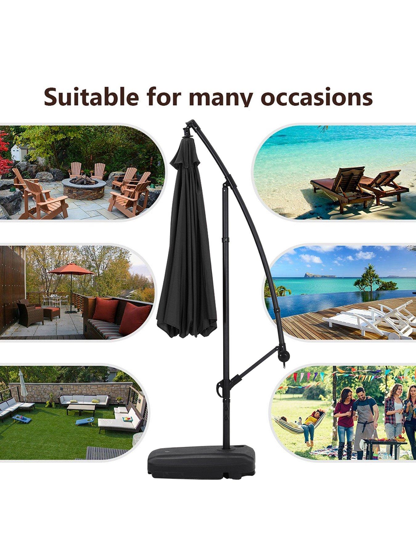 Image 5 of 7 of Living and Home 3M Banana Cantilever Parasol with Fillable Base on Wheels Black
