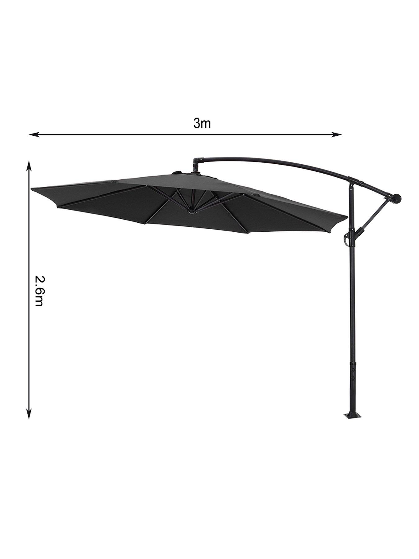 Image 6 of 7 of Living and Home 3M Banana Cantilever Parasol with Fillable Base on Wheels Black
