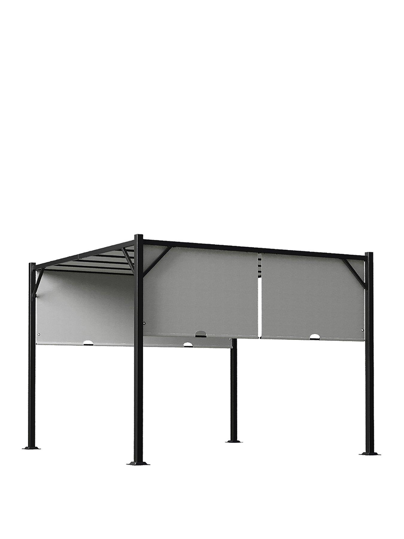 Image 2 of 7 of Living and Home 3 x 3 M Outdoor Garden Retractable Pergola with Canopy Light Grey