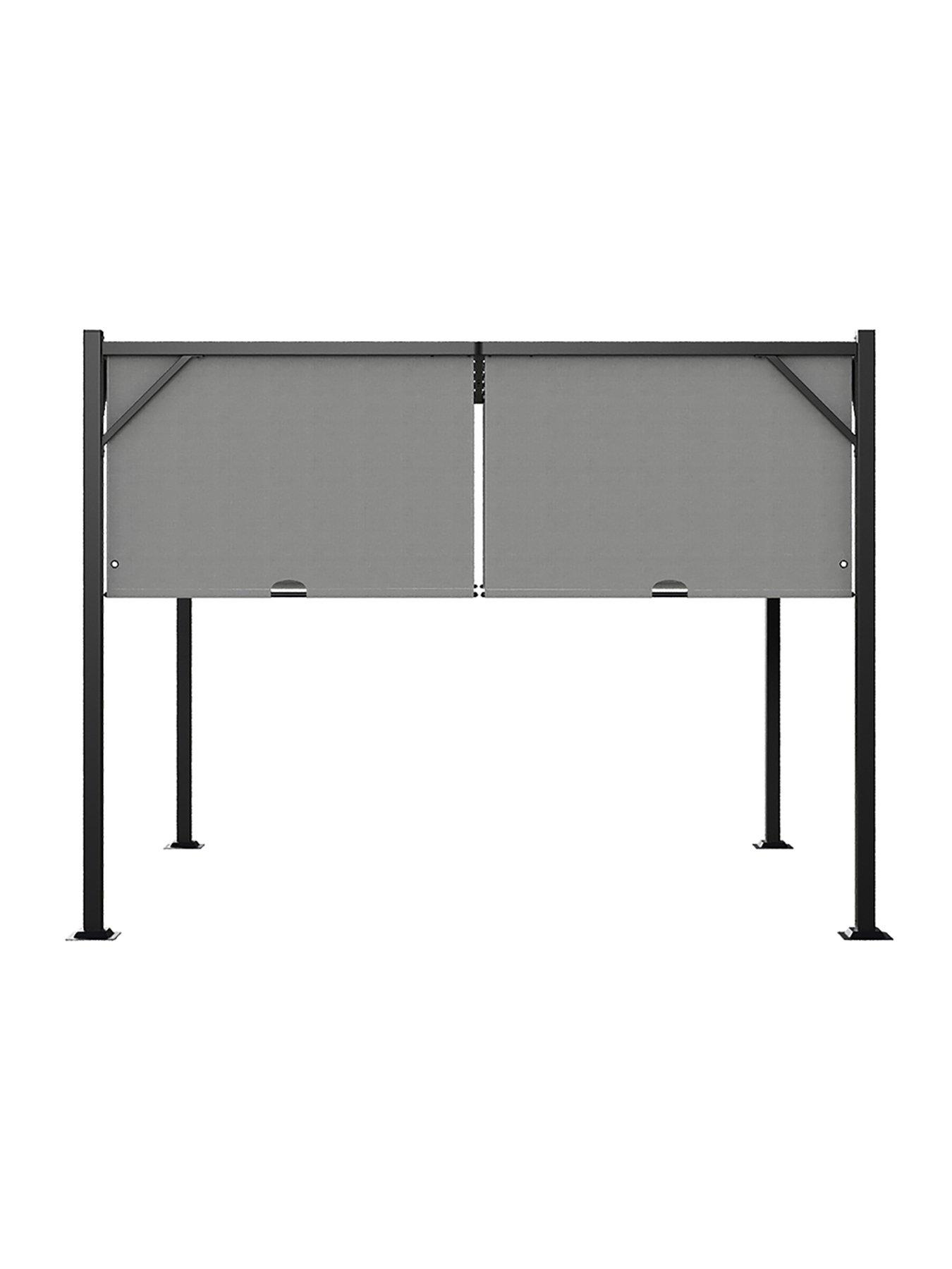 Image 3 of 7 of Living and Home 3 x 3 M Outdoor Garden Retractable Pergola with Canopy Light Grey