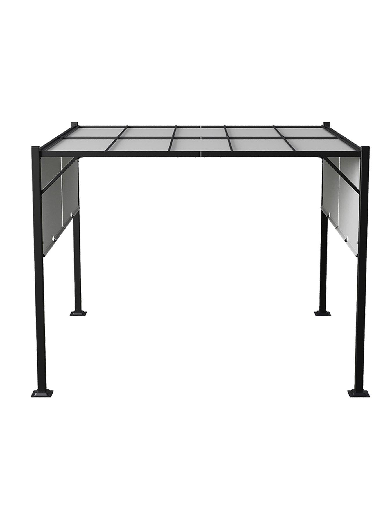 Image 4 of 7 of Living and Home 3 x 3 M Outdoor Garden Retractable Pergola with Canopy Light Grey