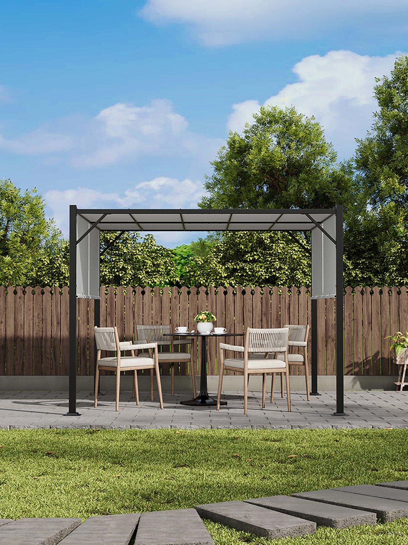 Image 6 of 7 of Living and Home 3 x 3 M Outdoor Garden Retractable Pergola with Canopy Light Grey