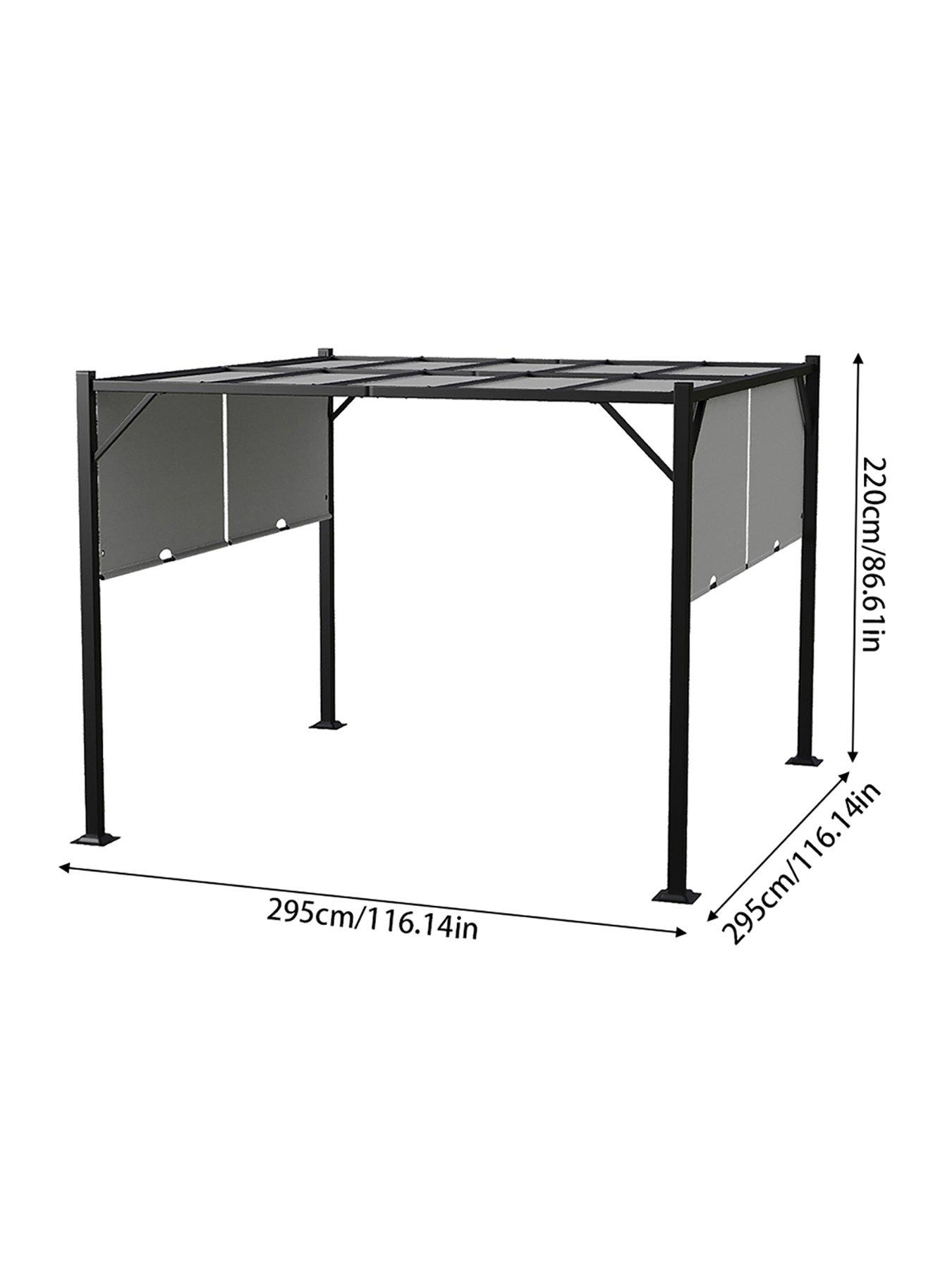Image 7 of 7 of Living and Home 3 x 3 M Outdoor Garden Retractable Pergola with Canopy Light Grey