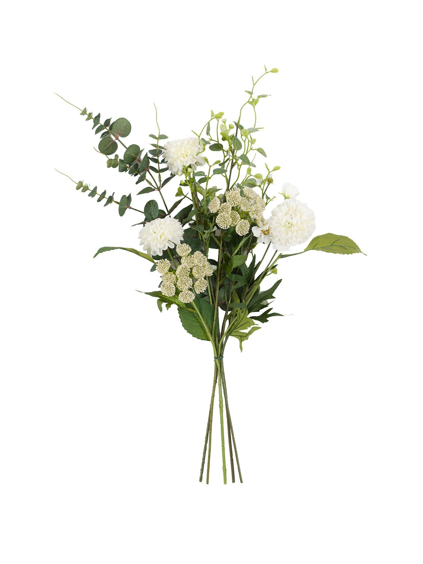 Gallery Direct Cream And Green Faux Floral Wrapped Bouquet 650x370mm