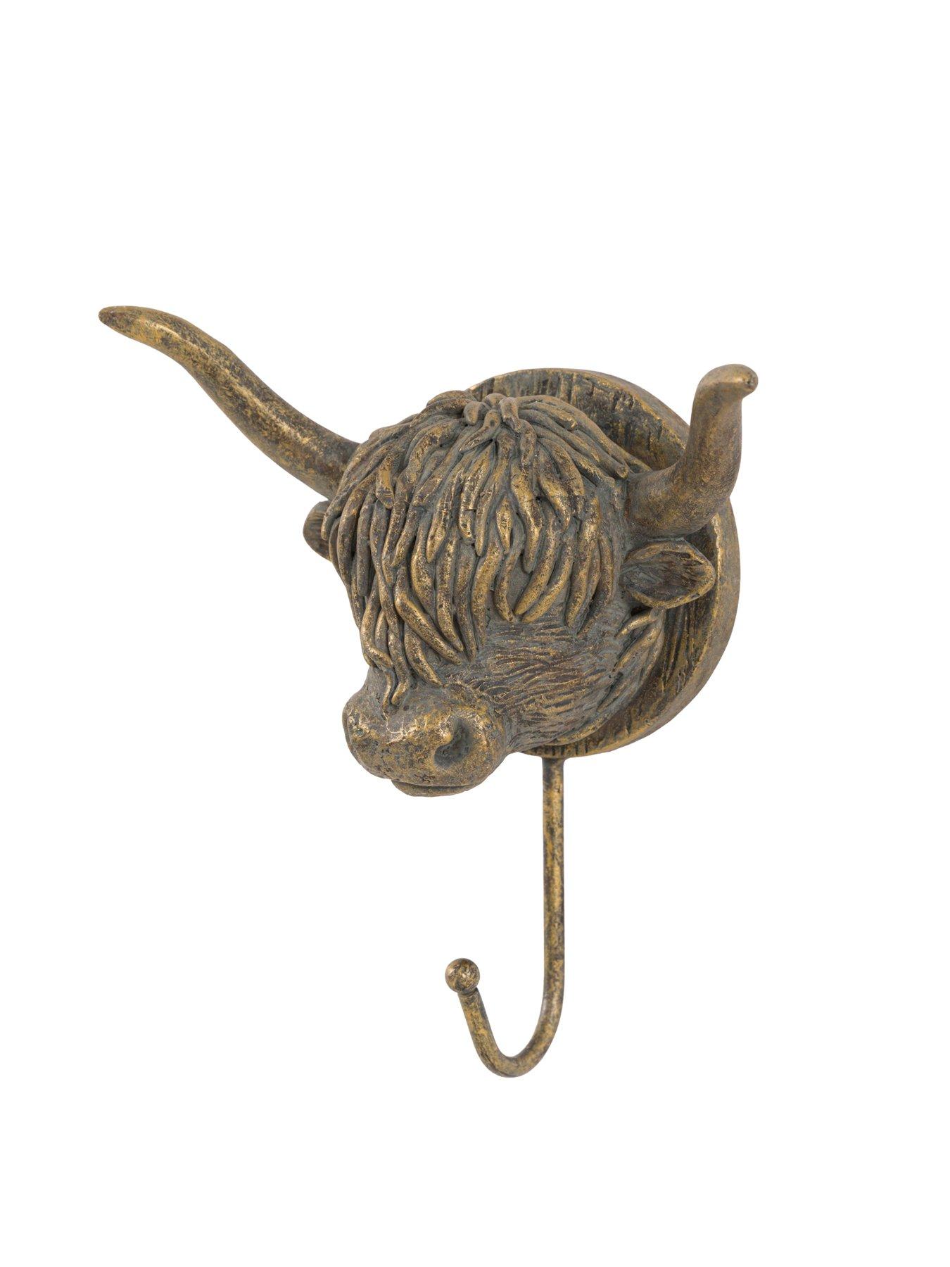 Gallery Direct Highland Cow Single Hook Bronze 120x80mm