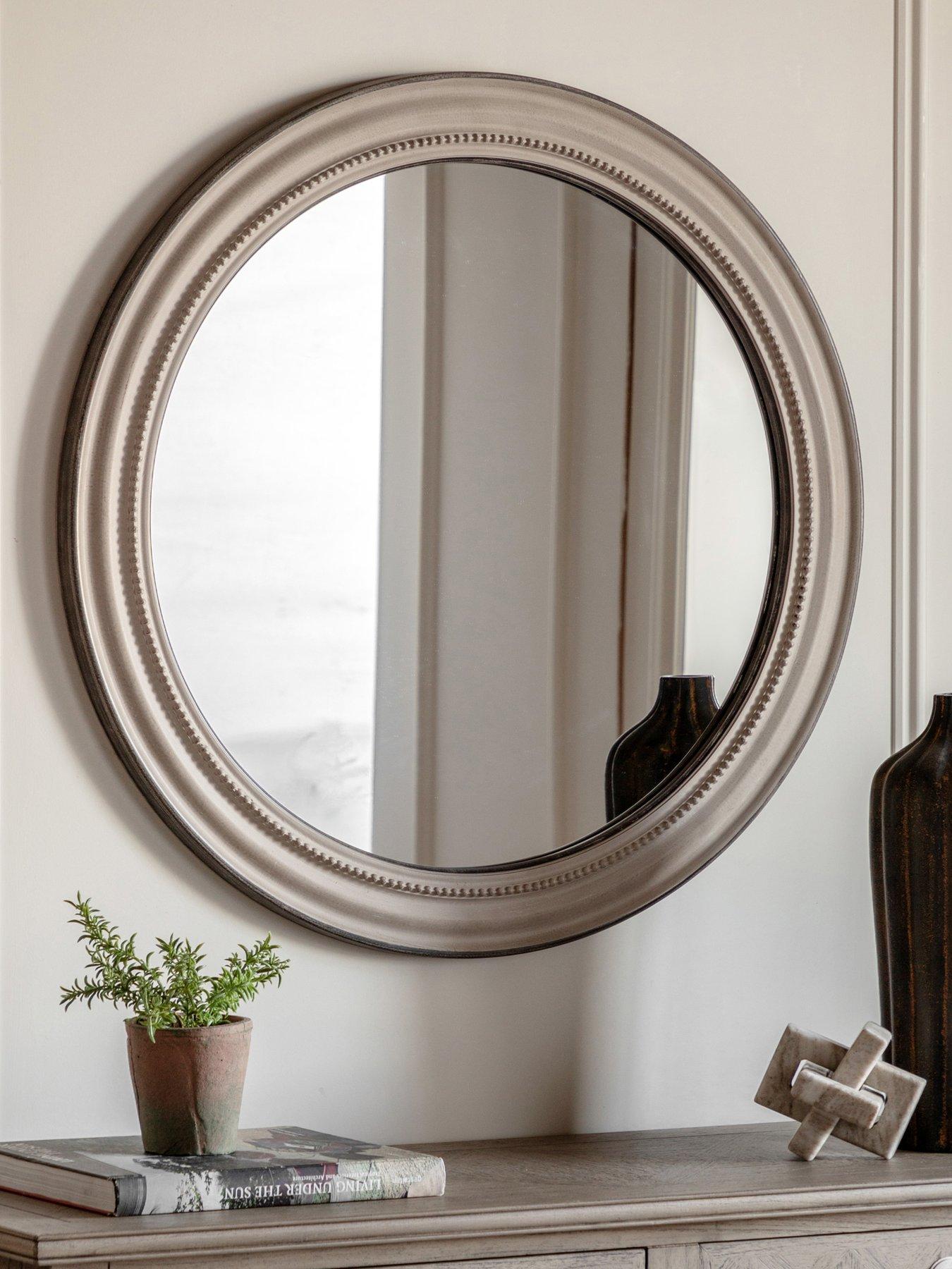 Gallery Direct Shoreline Round Mirror Grey 800x30x800mm
