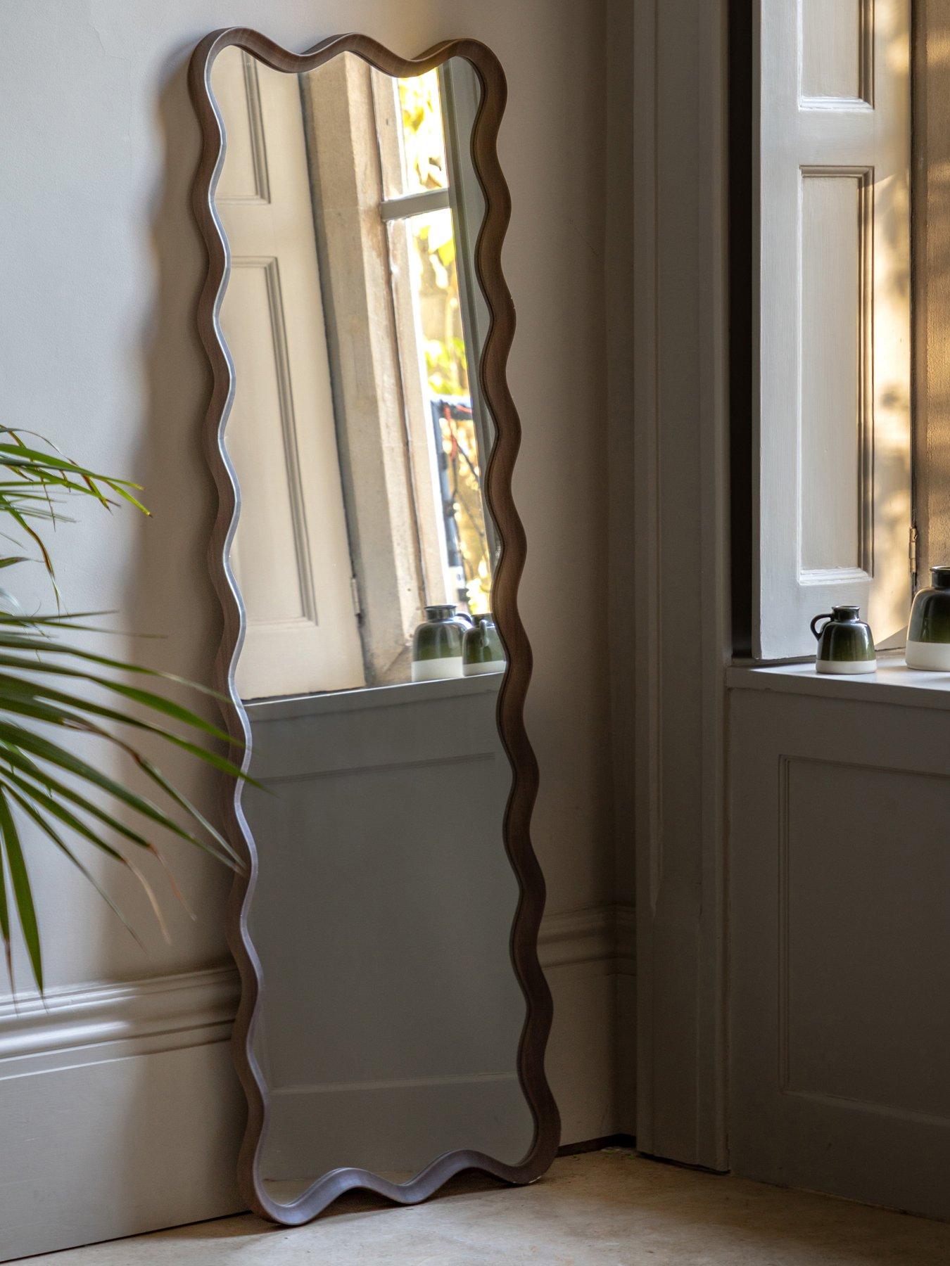 Image 1 of 5 of Gallery Direct Wiggle Leaner Mirror Walnut 500x30x1500mm