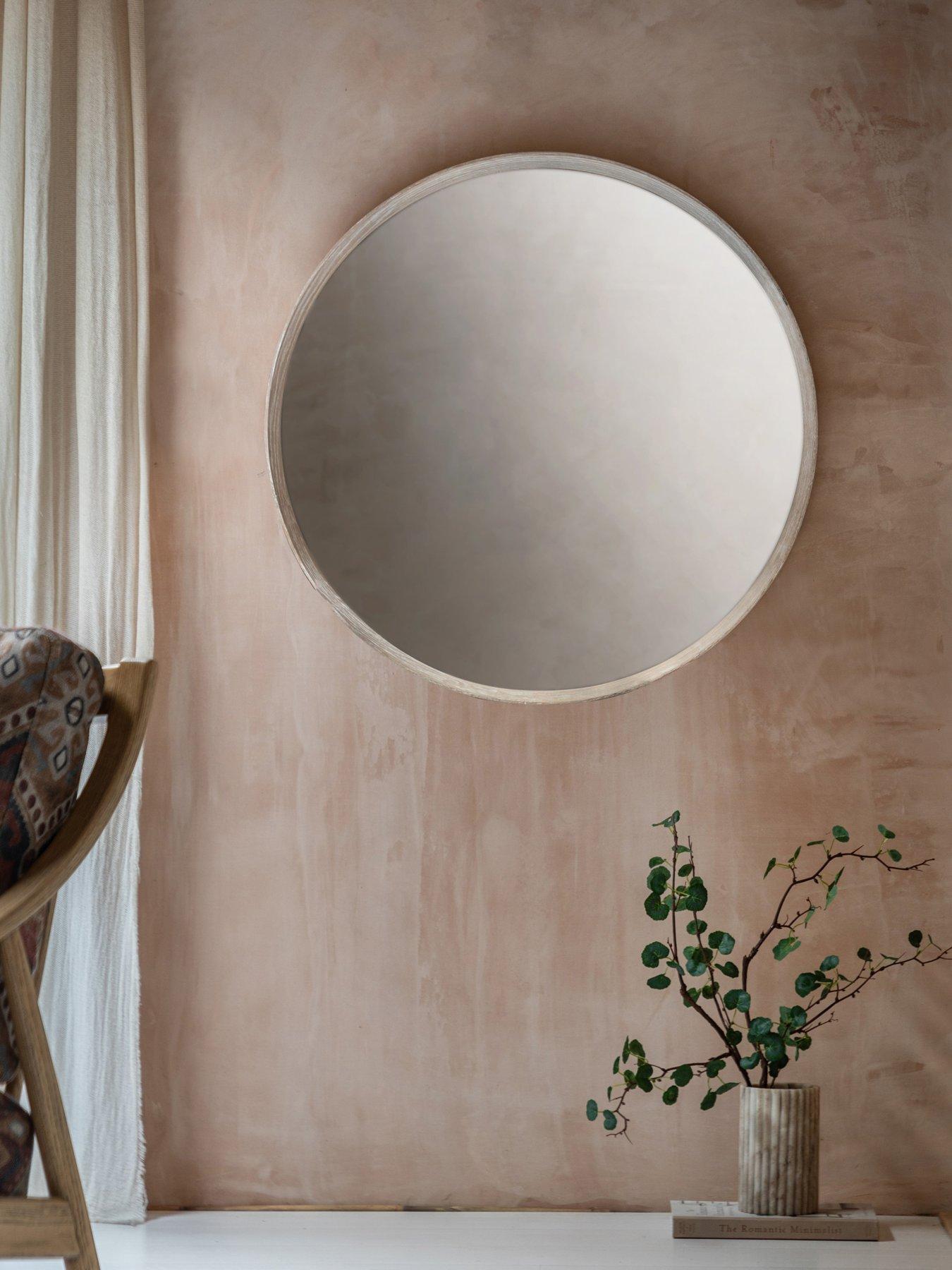 Gallery Direct Helsinki Round Mirror Washed Oak 800x58x800mm