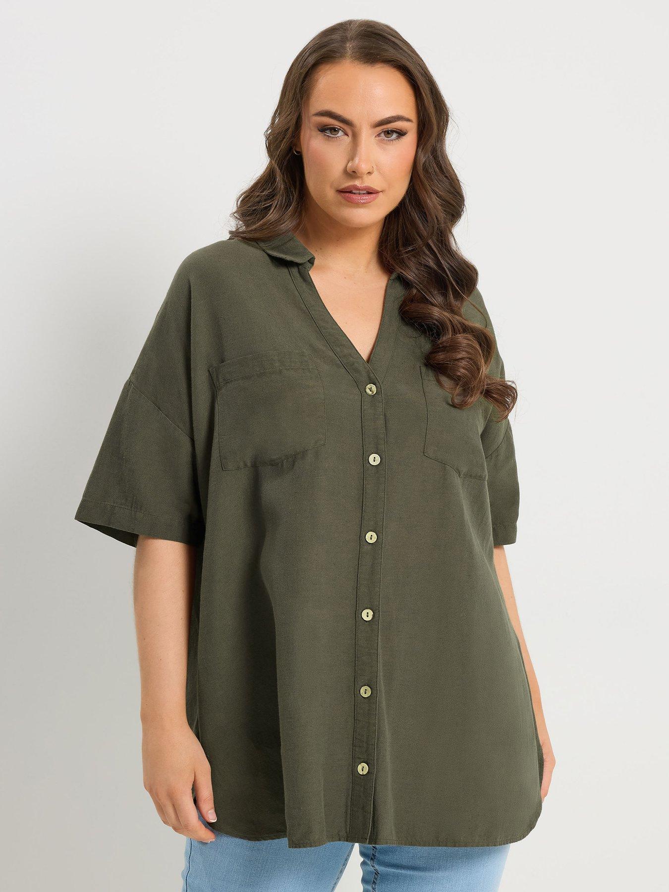 Image 1 of 5 of Yours Curve Desert Shirt - Green